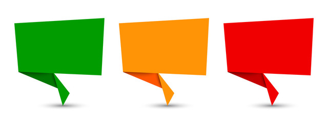 Set blank paper speech bubble, chat sign - vector