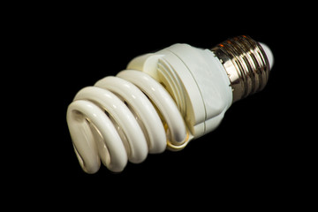 Light bulb on black background
