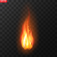 Fototapeta premium Trail of fire.Burning flames translucent elements special Effect.Realistic burning fire flames vector effect 