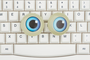 Googly eyes on a keyboard