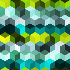 Hexagon grid seamless vector background. Childish polygons bauhaus corners geometric design. Trendy colors hexagon cells pattern for game ui. Honeycomb cube shapes mosaic.