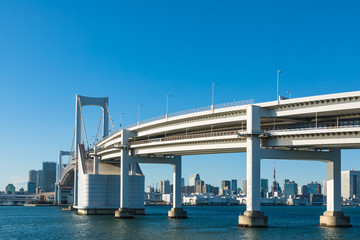 (東京都-都市風景)台場公園から見るレインボーブリッジ１０