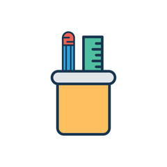 Pencil holder flat vector icon sign symbol