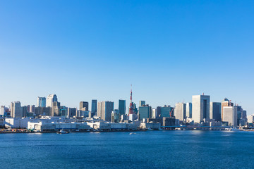 (東京都-都市風景)レインボーブリッジから望む竹芝桟橋側の風景８