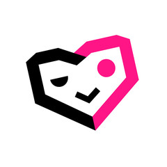 Lovely Friendly Robot In Heart Shape Symbol Face