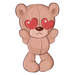 Obraz na płótnie Canvas Cute Teddy Bear in love for Valentine's Day. Children's character