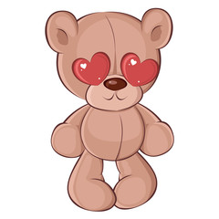 Cute Teddy Bear in love for Valentine's Day. Children's character