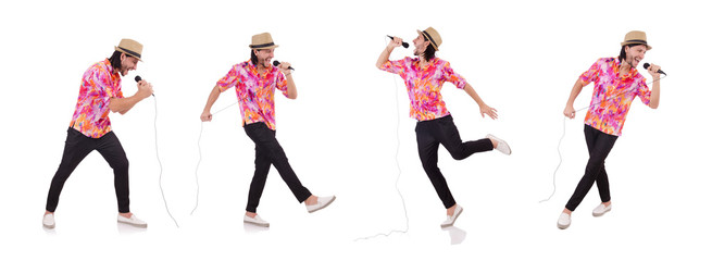 Fototapeta premium Man in colourful shirt isolated on white