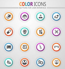 Faculty of mechanics icons set