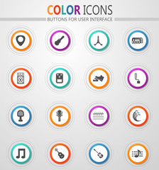 Guitar and accessories icons set