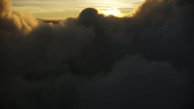 Aerial view setting sun Mauna Loa freedom Hawaii 