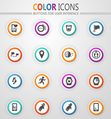 Joggin and workout modern monitoring apps icons set