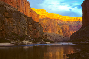 Fototapeta na wymiar Scenic view along the Colorado River with reflections, Grand Canyon National Park