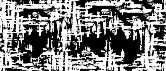 Old Ultrawide Grunge Seamless Black And White Texture. Dark Weathered Vector Overlay Pattern Sample. Widescreen Background
