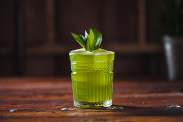 Image of colorfull coctails in the bar, menu for restaurant, mixology concept