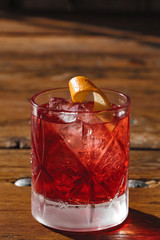 Image of colorfull coctails in the bar, mixology concept