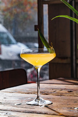 Image of colorfull coctails in the bar, mixology concept