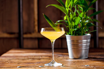 Image of colorfull coctails in the bar, mixology concept