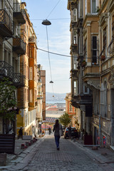Naklejka premium Alley in Pera neighbourhood, Istanbul 