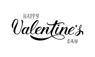 Happy Valentines Day calligraphy lettering isolated on white. Hand drawn celebration poster. Easy to edit vector template