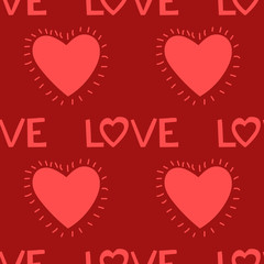 Heart vector seamless Valentine pattern. Hand drawn cute Scandinavian background.Outline simple print, love illustration.Doodle vintage wedding invitation,birthday,save date,greeting card. -Vector