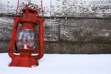 Old Red Lantern Close Up