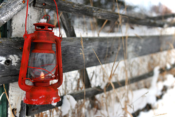Old Red Lantern Close Up