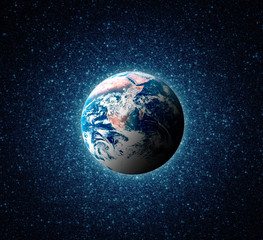 Fototapety  Planeta Ziemia. Ziemia w nieskończonej przestrzeni gwiezdnej. Elementy tego obrazu dostarczone przez NASA