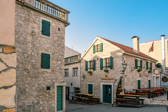 Historic center of the seaside resort town Vodice in Croatia