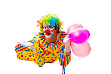 Male clown isolated on white 