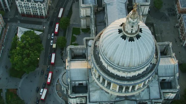 Aerial view at sunset St Pauls Cathedral London