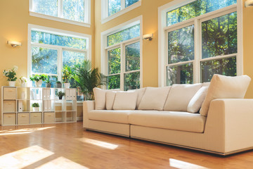 Sectional sofa in a large luxury interior home