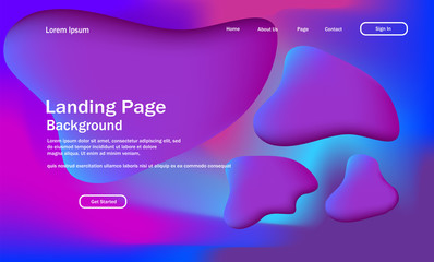 colorful 3d geometric landing page background template. with fluid shape composition vector.