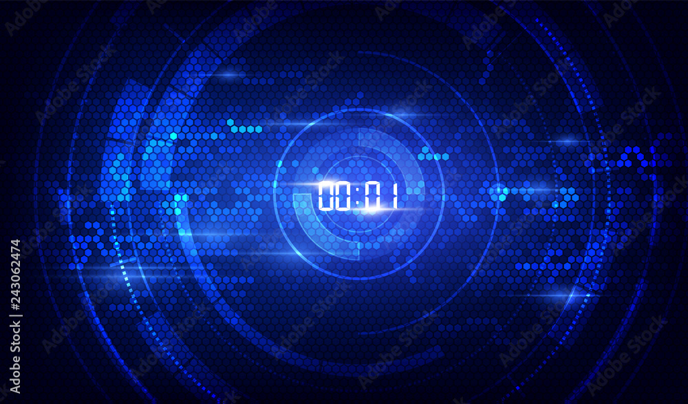 Poster abstract futuristic technology background with digital number timer concept and countdown, vector tr
