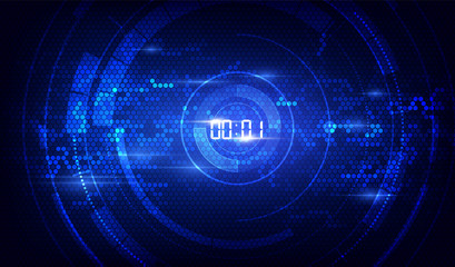 Abstract Futuristic Technology Background with Digital number timer concept and countdown, vector transparent