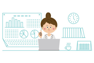 オフィスにいるポップなビジネスウーマンがいいね！