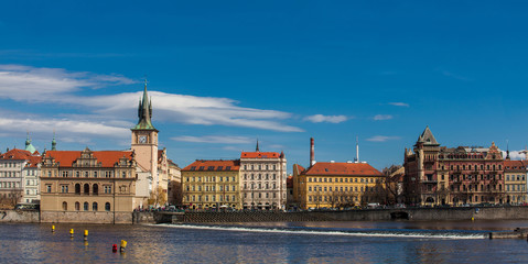 Fototapeta premium The beautiful old town of Prague city, the Vltava river seen from Kampa park