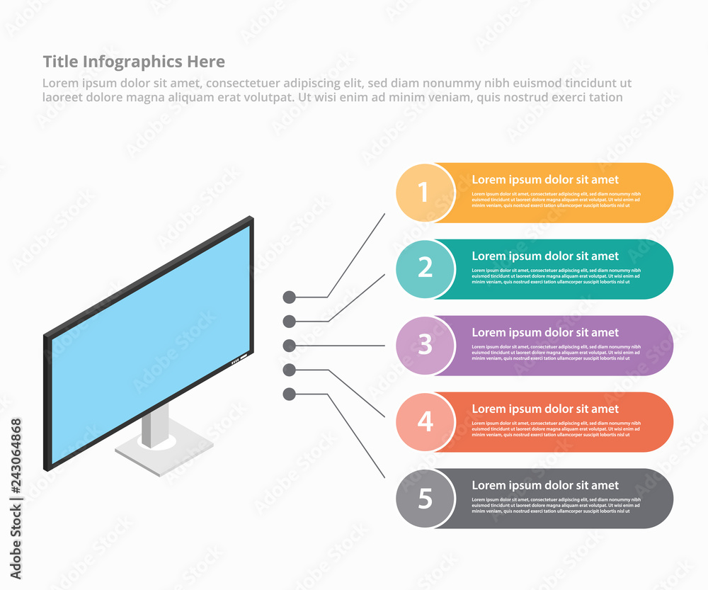 Aufkleber monitor screen device isometric style infographic template banner website or brochure print for info