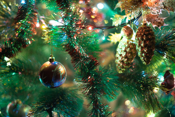 Decorated Christmas tree with shine lights