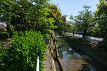 Fototapeta na wymiar Lake Biwa Canal in Kyoto, Kita-shirakawa sosui (canal)
