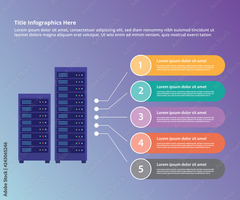 Aufkleber server data center collection infographic template banner website or brochure print for information 