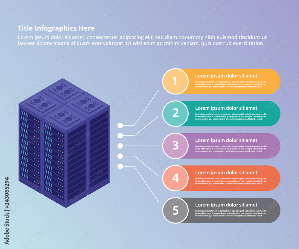 Aufkleber server data center collection with isometric style 3d infographic template banner website or brochur