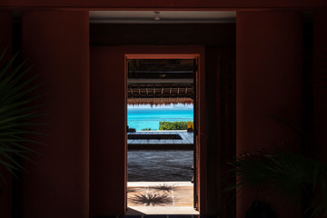 Estancia con vista hacia el mar caribe, Isla Mujeres, Mexico