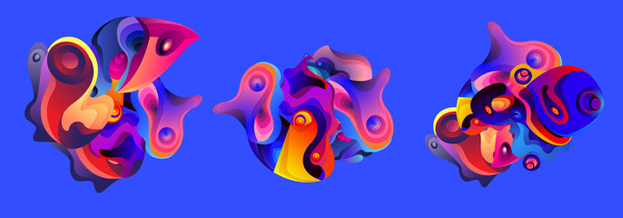 Fototapeta na wymiar Vector Colorful Abstract Liquid and Curvy Illustration Background Set