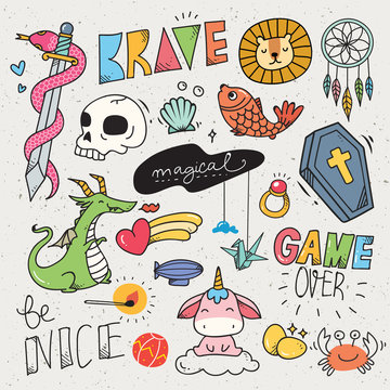 Set of cute patches design