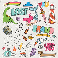 Kawaii doodle set, can be use as fashion patch