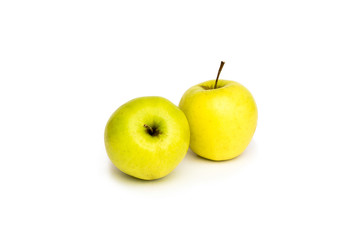 Yellow apple. Sliced. On a white background. Healthy eating.