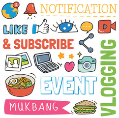 Social media background in doodle style vector illustration