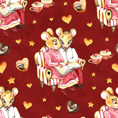 Sweet seamless pattern with chocolate. Watercolor illustration for any event decoration, white background