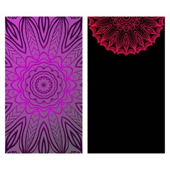 Card Template With Floral Mandala Pattern. The Front And Rear Side. Vector Illustration. purple color